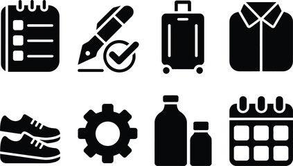 Collection of travel and planning icons