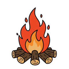 Illustration of a Campfire with Logs and Flames