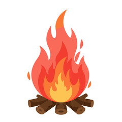 A Vibrant Colorful Fire Icon with Flames and Logs