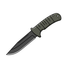 A Simple Dark Colored Knife with a Gray Handle and Black Blade
