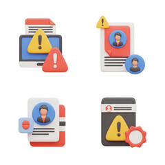 Digital warning and alert icons with user profiles