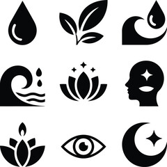 Serene icons evoking nature, wellness, and inner peace for holistic branding