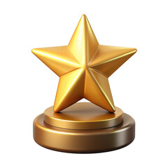 3d golden star trophy award isolated on transparent background