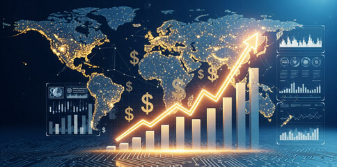 World Map Stock Analysis Background