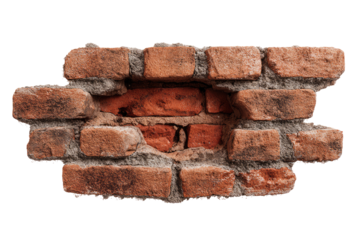 Section of aged brick wall with a missing section