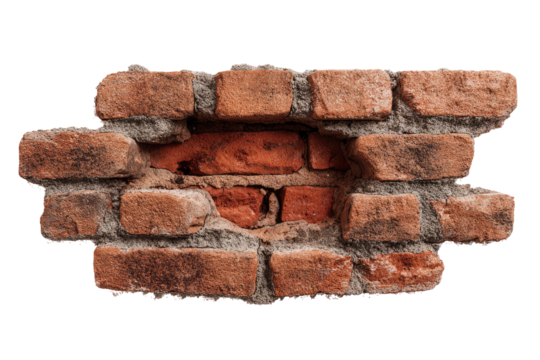 Section of aged brick wall with a missing section