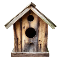 Old Wooden Birdhouse isolated on transparent background