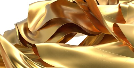 Luxury gold fabric, abstract art, elegant waves, golden texture, rich background, metallic sheen,...