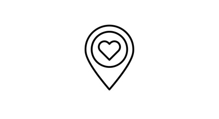 Love for local cuisine concept. Map pointer icon with a heart, ideal for food blogs, recipe apps, and culinary guides.