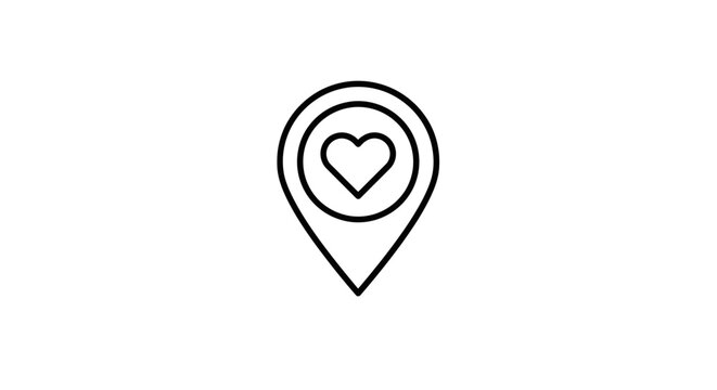 Love for local cuisine concept. Map pointer icon with a heart, ideal for food blogs, recipe apps, and culinary guides.