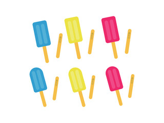 棒アイスのアイコンのイラストのセット