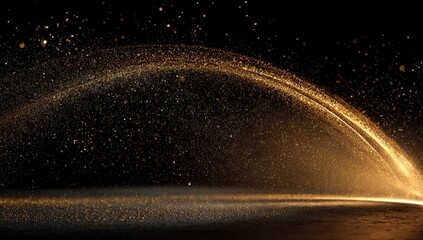 Golden light trail over dark background