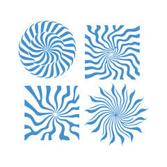 Spiral effect vector set featuring dynamic swirling patterns and abstract spiral designs in various styles, perfect for backgrounds, graphic projects, branding, and creative digital artwork.