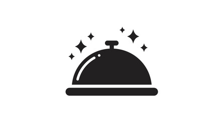 Fototapeta premium Black Cloche Icon with Stars Service, Dining, and Presentation Concept
