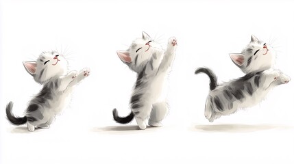 Cute cat showing three playful poses
