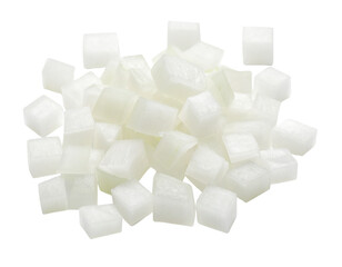 Diced white onion isolated on transparent background