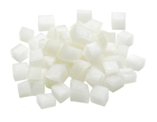Diced white onion isolated on transparent background