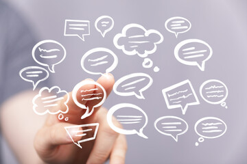 Abstract image depicting communication, ideas, and social media interaction.