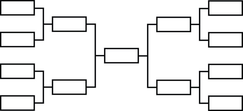 Blank Tournament Bracket Chart for Competitions or Matchups Organization