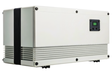 Industrial power inverter for a solar panel energy system isolated with transparent background