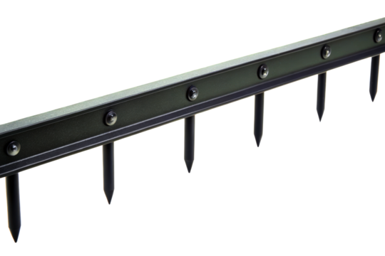 Anti-climb security spike strip isolated with transparent background