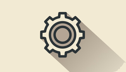 Simple gear icon with shadow on neutral background  