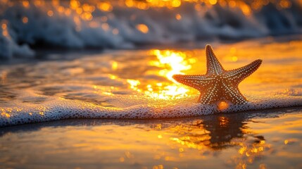 Starfish on beach at sunset (5)