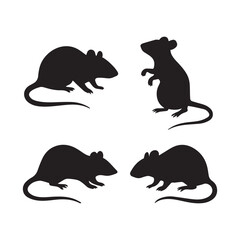 Rat silhouette vector featuring clean, minimalistic black and white design, ideal for logos, icons, illustrations, and creative projects related to wildlife.
