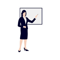 Business woman thinking, generating creative ideas. Problem solving concept with lightbulb, question marks. Female entrepreneur at office desk planning strategy. Innovation, inspiration vector.