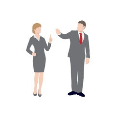 Man ang girl talk to each other. Communication concept.Success communicate, discussion or interview, achieve business agreement, solution or partnership deal, perfect match connection concept,