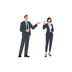 Man ang girl talk to each other. Communication concept.Success communicate, discussion or interview, achieve business agreement, solution or partnership deal, perfect match connection concept,