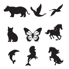Fototapeta premium set of animals silhouettes