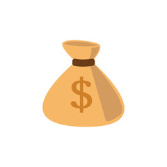 A vector of a shiny golden bag filled with coins symbolizes wealth and prosperity, featuring a dollar sign on the front. This evokes feelings of abundance and financial success