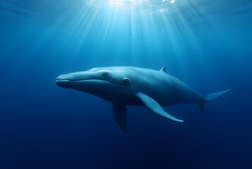 Fototapeta premium A blue whale swimming