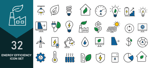 Fototapeta premium Energy Efficiency Line Editable Icons set. icon and design vector illustration