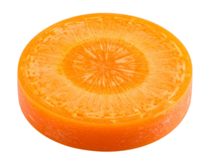 Orange carrot slice with texture on transparent background