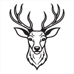 deer head with antlers silhouette vector