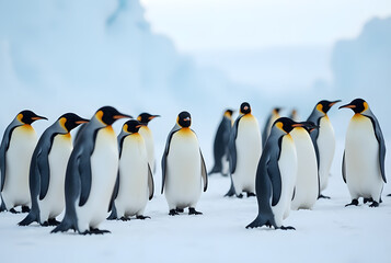 A colony of emperor penguins
