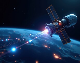 Satellite Transmitting Data Globally from Earth Orbit