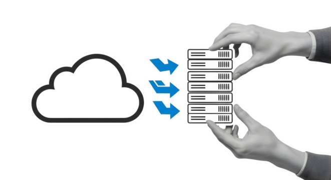 Seamlessly transfer data from the cloud to your server infrastructure, optimizing digital workflows and enhancing business efficiency with this dynamic concept visualization.