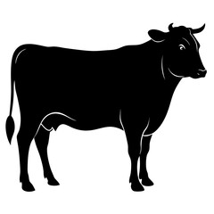 silhouette of a cow