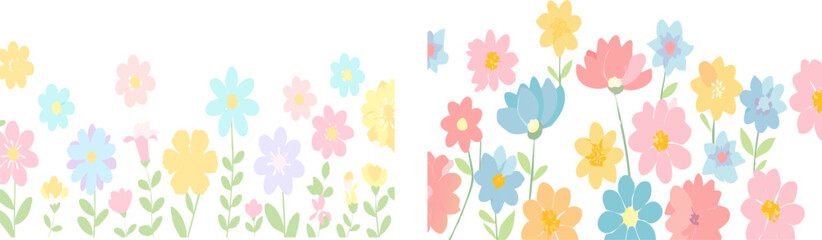 Pastel Floral Border on White.