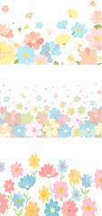 Naklejka premium Pastel Floral Border with White Background.