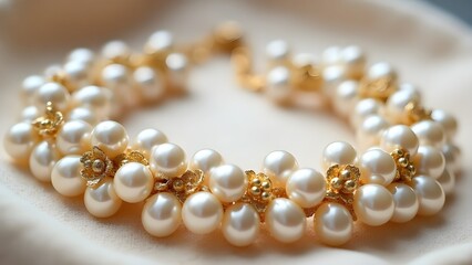 pearl necklace on white background
