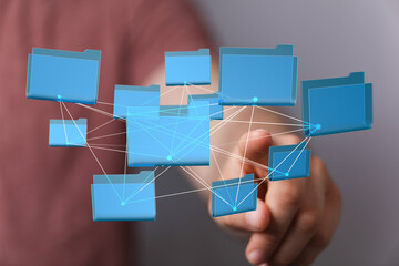 Visual representation of interconnected files, illustrating data sharing and teamwork.