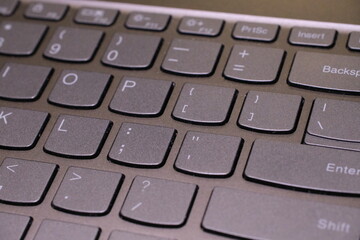 Close up photo of a laptop computer keyboard