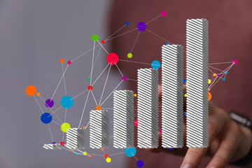 Visual representation of business growth, data connections, and networking. Ideal for presentations.