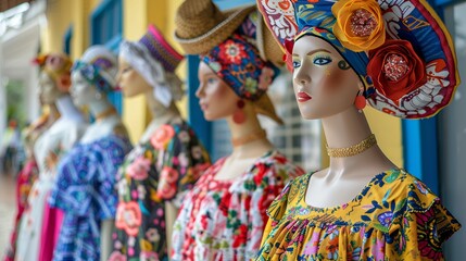 Fototapeta premium Mannequins in Traditional Bahian Dress, Salvador, Brazil