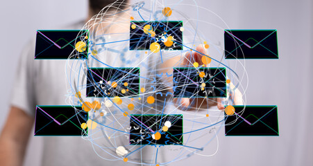 Visual representation of worldwide email communication, illustrating interconnectedness and data...