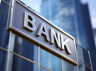 Obraz premium Modern bank sign on city building
